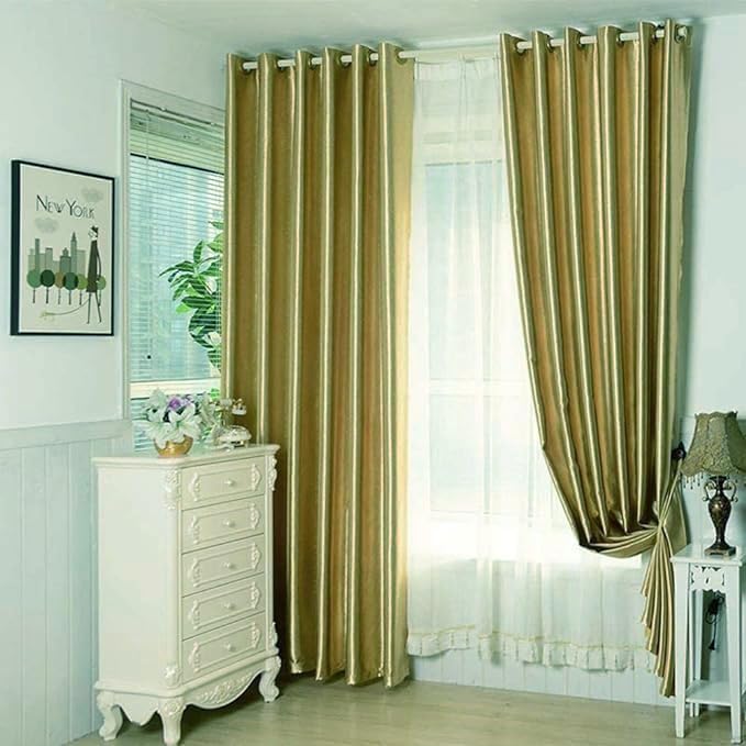 MYRU 2 Panels Set Semi Blackout Gold Curtains for Living Room Embossed Flower Curtains for Bedroom (2 x 52 x 96 Inch,Gold) - Image 2